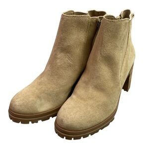 Vince Camuto Boots Womens 8M Tan Suede‎ Chunky Platform Zip Ankle Bootes